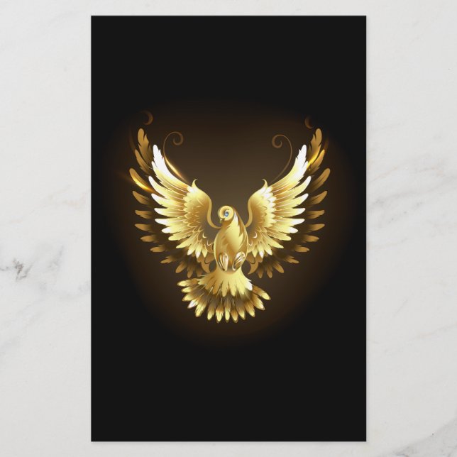 Imitate Gold Foil Peace Dove auf Black Briefpapier (Vorderseite)