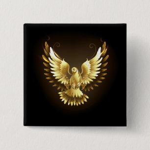 Imitate Gold Foil Peace Dove auf Black Button