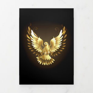 Imitate Gold Foil Peace Dove auf Black Dreifach Gefaltete Ankündigung