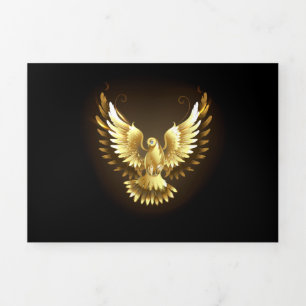 Imitate Gold Foil Peace Dove auf Black Dreifach Gefaltete Karte