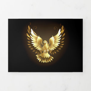 Imitate Gold Foil Peace Dove auf Black Dreifach Gefaltete Urlaubskarte