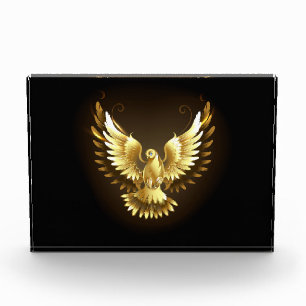 Imitate Gold Foil Peace Dove auf Black Fotoblock