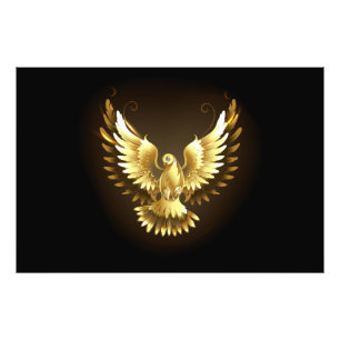 Imitate Gold Foil Peace Dove auf Black Fotodruck