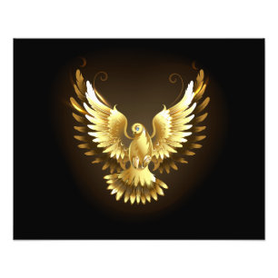 Imitate Gold Foil Peace Dove auf Black Fotodruck