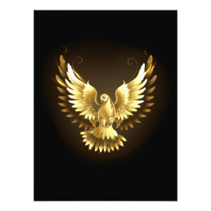 Imitate Gold Foil Peace Dove auf Black Fotodruck