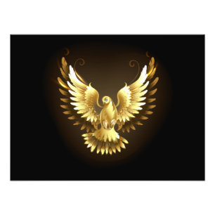 Imitate Gold Foil Peace Dove auf Black Fotodruck