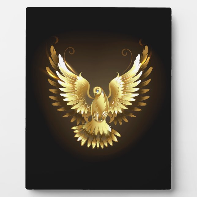 Imitate Gold Foil Peace Dove auf Black Fotoplatte (Vorderseite)