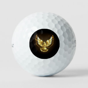 Imitate Gold Foil Peace Dove auf Black Golfball