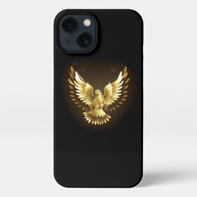 Imitate Gold Foil Peace Dove auf Black iPhone Hülle (Rückseite)