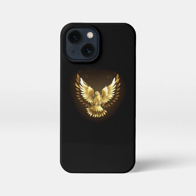 Imitate Gold Foil Peace Dove auf Black iPhone Hülle (Rückseite)
