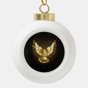 Imitate Gold Foil Peace Dove auf Black Keramik Kugel-Ornament