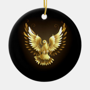 Imitate Gold Foil Peace Dove auf Black Keramik Ornament