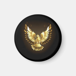 Imitate Gold Foil Peace Dove auf Black Magnet