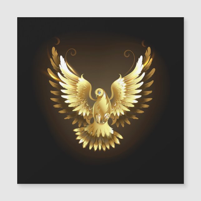 Imitate Gold Foil Peace Dove auf Black Magneteinladung (Vorderseite)