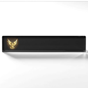 Imitate Gold Foil Peace Dove auf Black Namensplakette