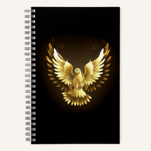 Imitate Gold Foil Peace Dove auf Black Notizbuch