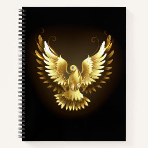 Imitate Gold Foil Peace Dove auf Black Notizbuch