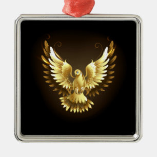 Imitate Gold Foil Peace Dove auf Black Ornament Aus Metall