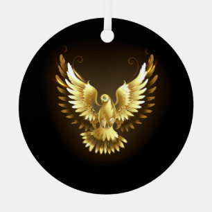 Imitate Gold Foil Peace Dove auf Black Ornament Aus Metall