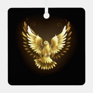 Imitate Gold Foil Peace Dove auf Black Ornament Aus Metall