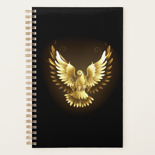 Imitate Gold Foil Peace Dove auf Black Planer (Vorderseite)