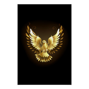 Imitate Gold Foil Peace Dove auf Black Poster