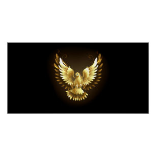 Imitate Gold Foil Peace Dove auf Black Poster