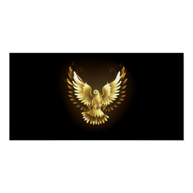 Imitate Gold Foil Peace Dove auf Black Poster (Vorderseite)