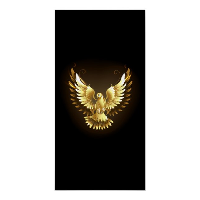 Imitate Gold Foil Peace Dove auf Black Poster (Vorderseite)