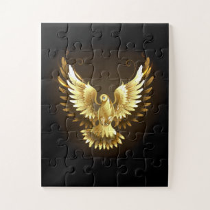 Imitate Gold Foil Peace Dove auf Black Puzzle