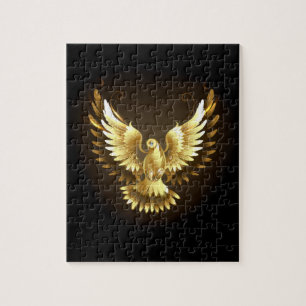 Imitate Gold Foil Peace Dove auf Black Puzzle