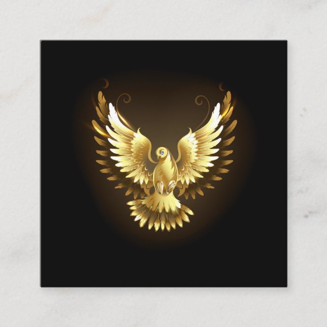 Imitate Gold Foil Peace Dove auf Black Quadratische Visitenkarte (Vorderseite)