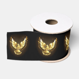 Imitate Gold Foil Peace Dove auf Black Ripsband