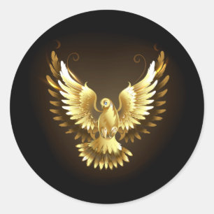 Imitate Gold Foil Peace Dove auf Black Runder Aufkleber