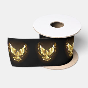 Imitate Gold Foil Peace Dove auf Black Satinband