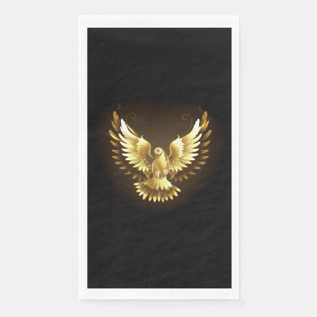 Imitate Gold Foil Peace Dove auf Black Serviette (Vorderseite)