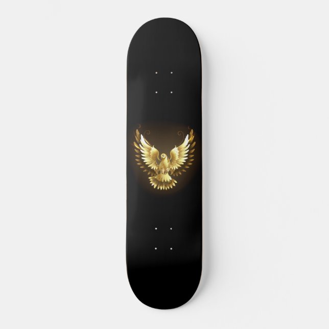 Imitate Gold Foil Peace Dove auf Black Skateboard (Vorderseite)