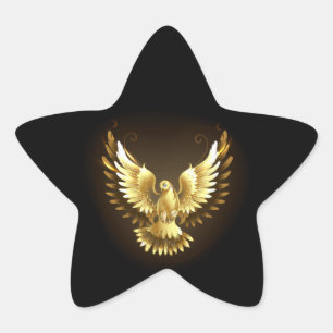Imitate Gold Foil Peace Dove auf Black Stern-Aufkleber