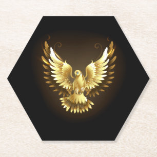 Imitate Gold Foil Peace Dove auf Black Untersetzer