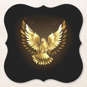 Imitate Gold Foil Peace Dove auf Black Untersetzer