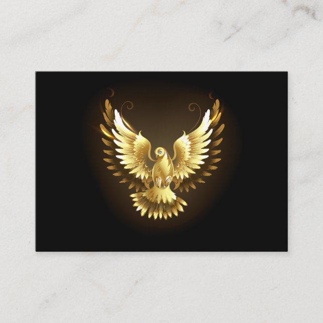 Imitate Gold Foil Peace Dove auf Black Visitenkarte (Vorderseite)