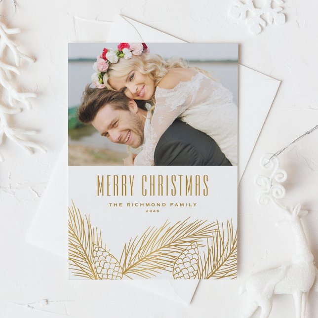 Imitate Gold Foil Pine Needles Frohe Weihnachten F (Von Creator hochgeladen)
