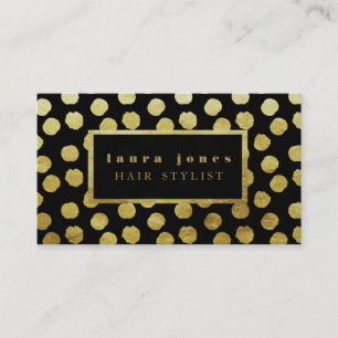 Imitate Gold Foil Polka Dots Haar Stilvorlage Visitenkarte