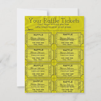 Imitate Gold Foil Raffles Tickets Karte