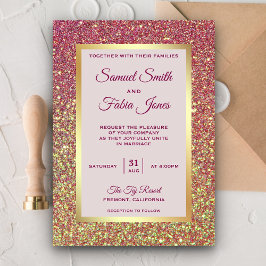 Imitate Gold Foil Rosa Glitzer Einladung Hochzeit