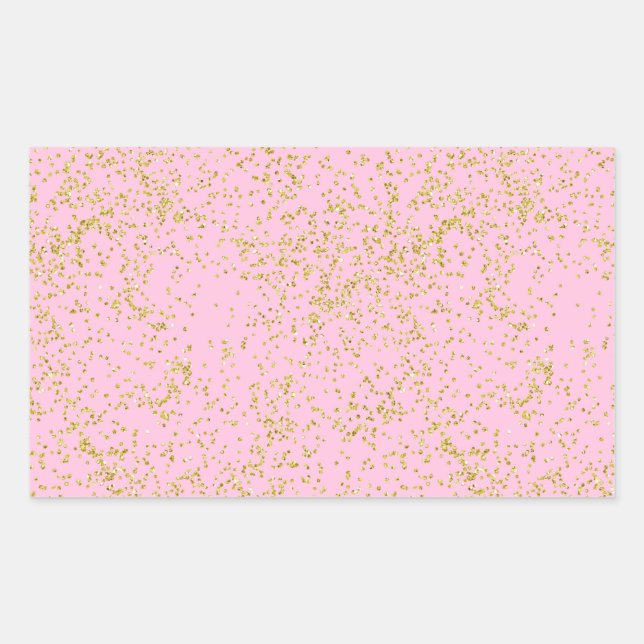 Imitate Gold Foil Rosa Hintergrund Sprinkle Glitze Rechteckiger Aufkleber (Vorderseite)