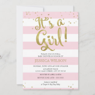 Imitate Gold Foil Rosa Streifen Kinderdusche Ein M Einladung