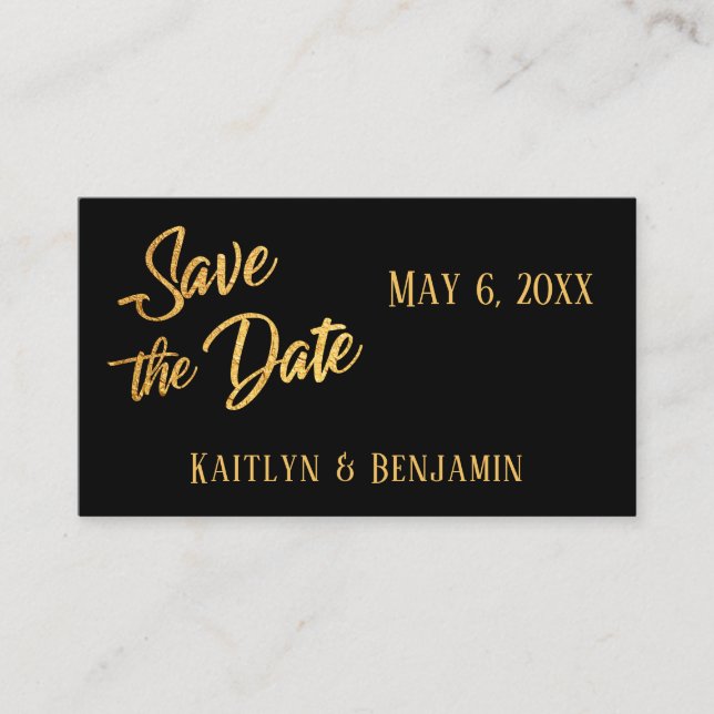 Imitate Gold Foil, Save the Date Hochzeitskarte Visitenkarte (Vorderseite)