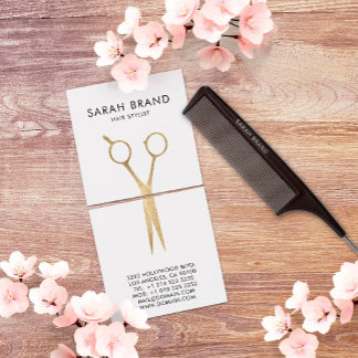 Imitate Gold Foil Schere Haare Stylist Quadratische Visitenkarte
