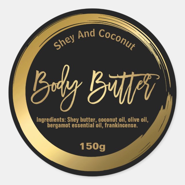 IMITATE Gold Foil Shea Body Butter Labels Runder Aufkleber (Vorderseite)
